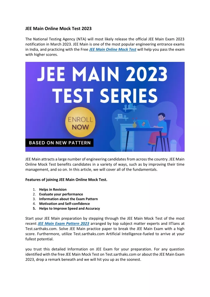 jee main online mock test 2023