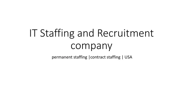 it staffing and recruitment company