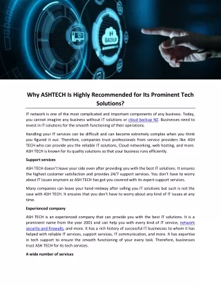 Why ASHNET Is Highly Recommended for Its Prominent Tech Solutions-1
