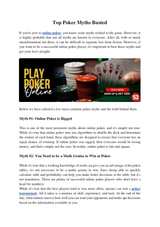 Top Poker Myths Busted