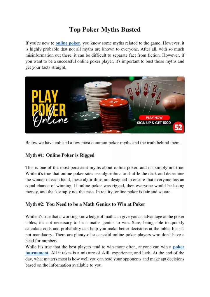 top poker myths busted