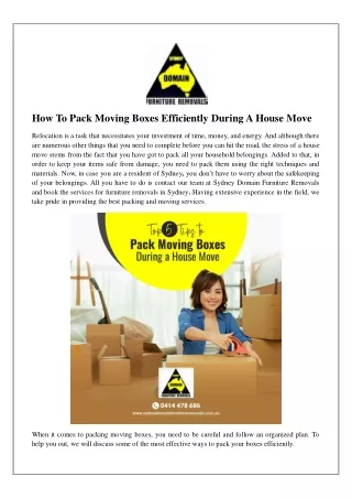 How To Pack Moving Boxes Efficiently During A House Move
