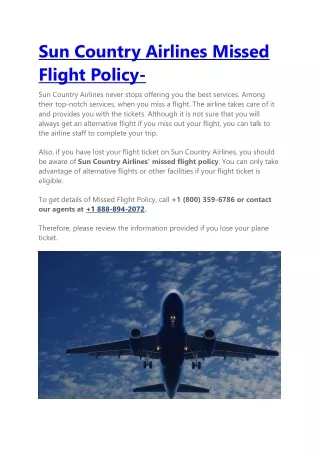 Sun Country Airlines Missed Flight Policy