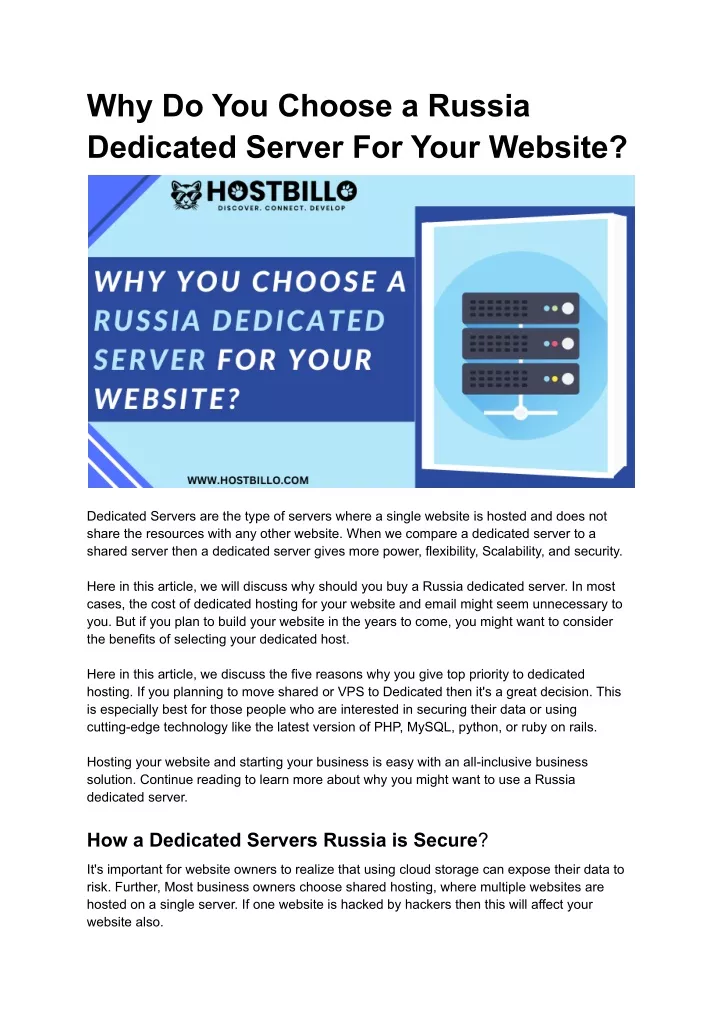 why do you choose a russia dedicated server