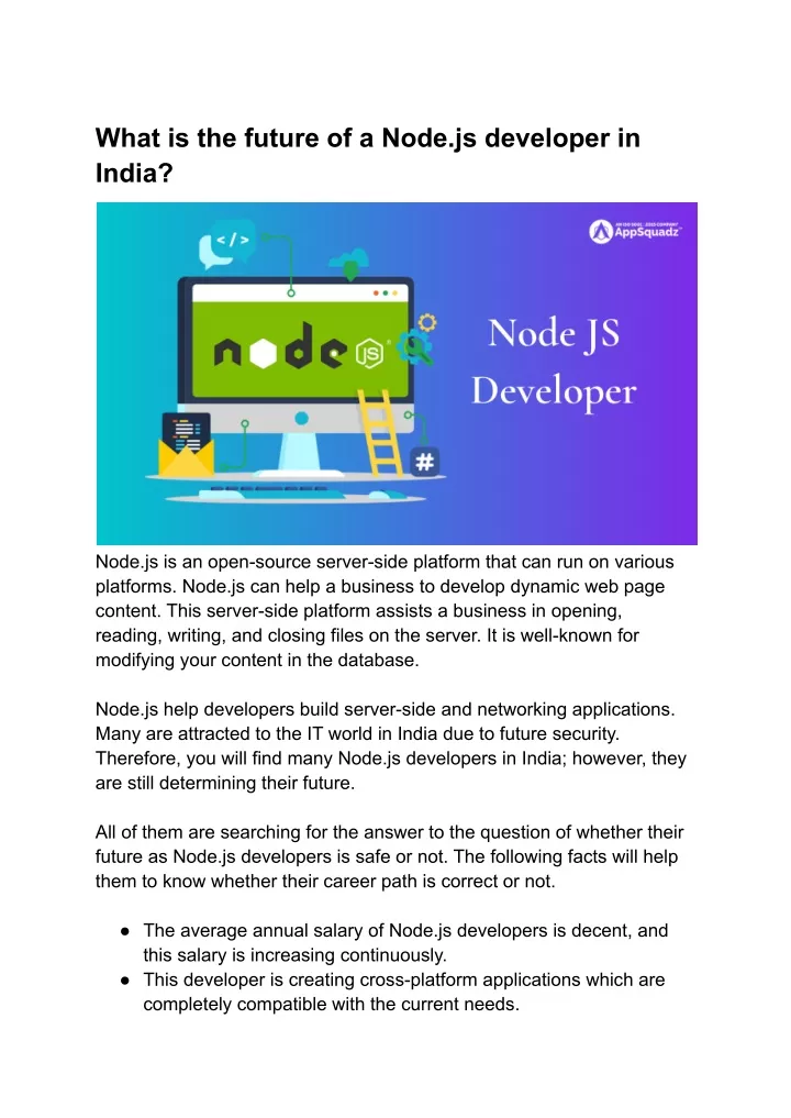 what is the future of a node js developer in india