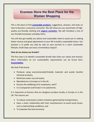 econess store the best place for the women