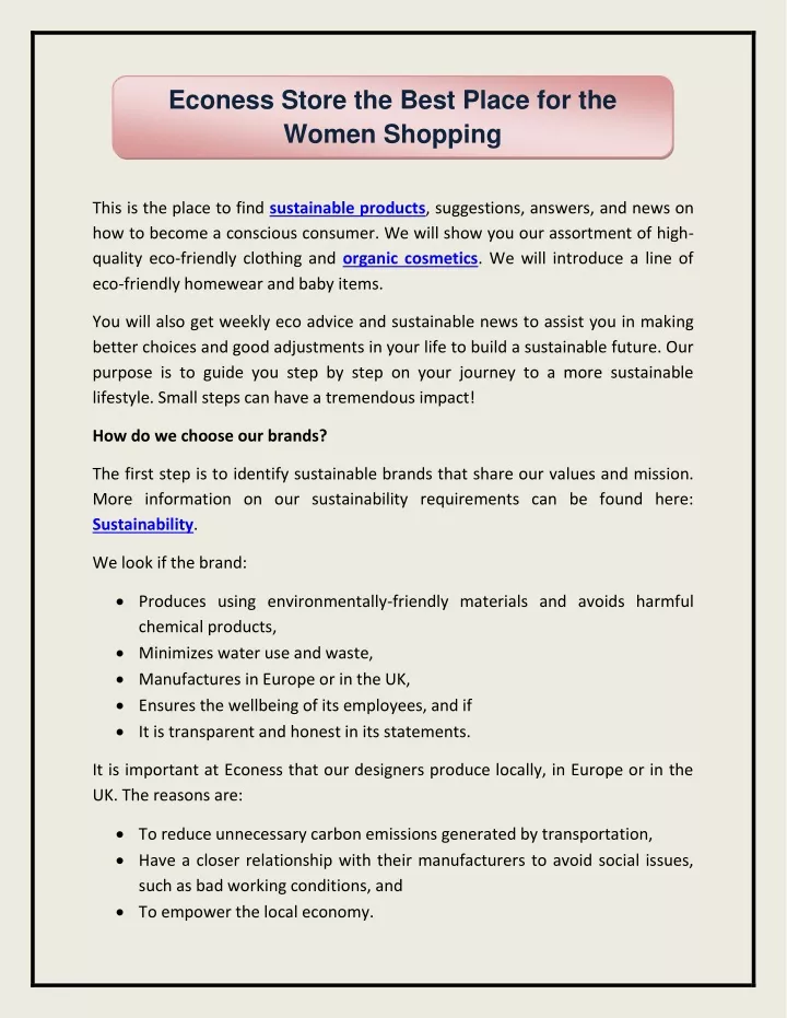 econess store the best place for the women