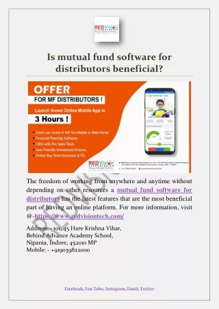 is mutual fund software for distributors