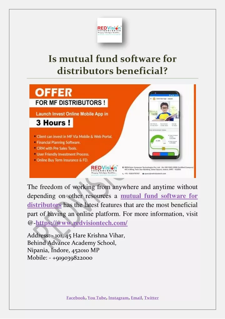 is mutual fund software for distributors