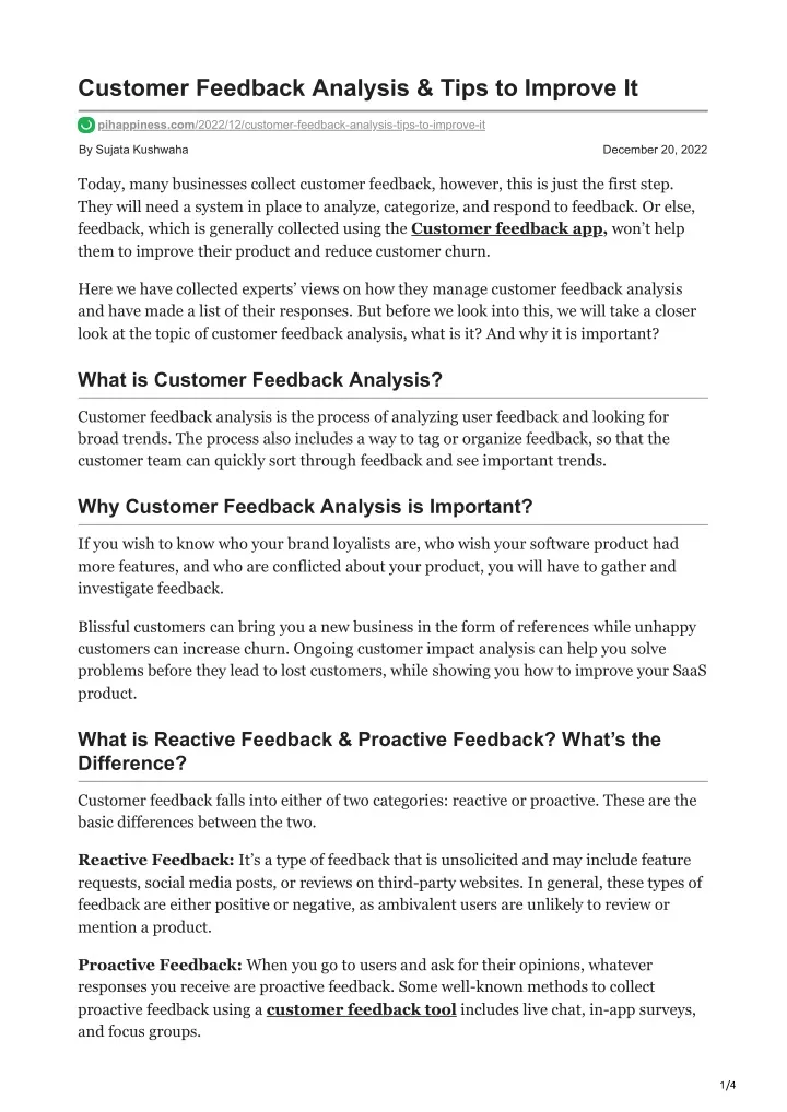 customer feedback analysis tips to improve it