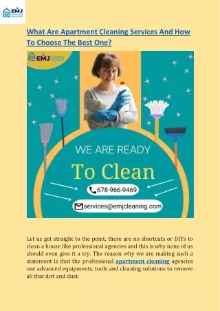 What Are Apartment Cleaning Services And How To Choose The Best One?