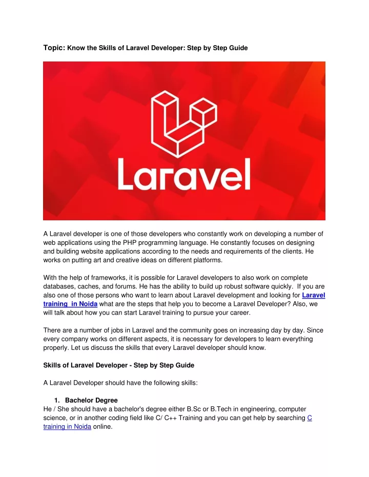 PPT - Know The Skills Of Laravel Developer _ Step By Step Guide ...