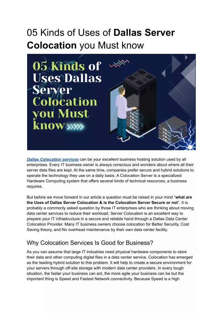 05 kinds of uses of dallas server colocation
