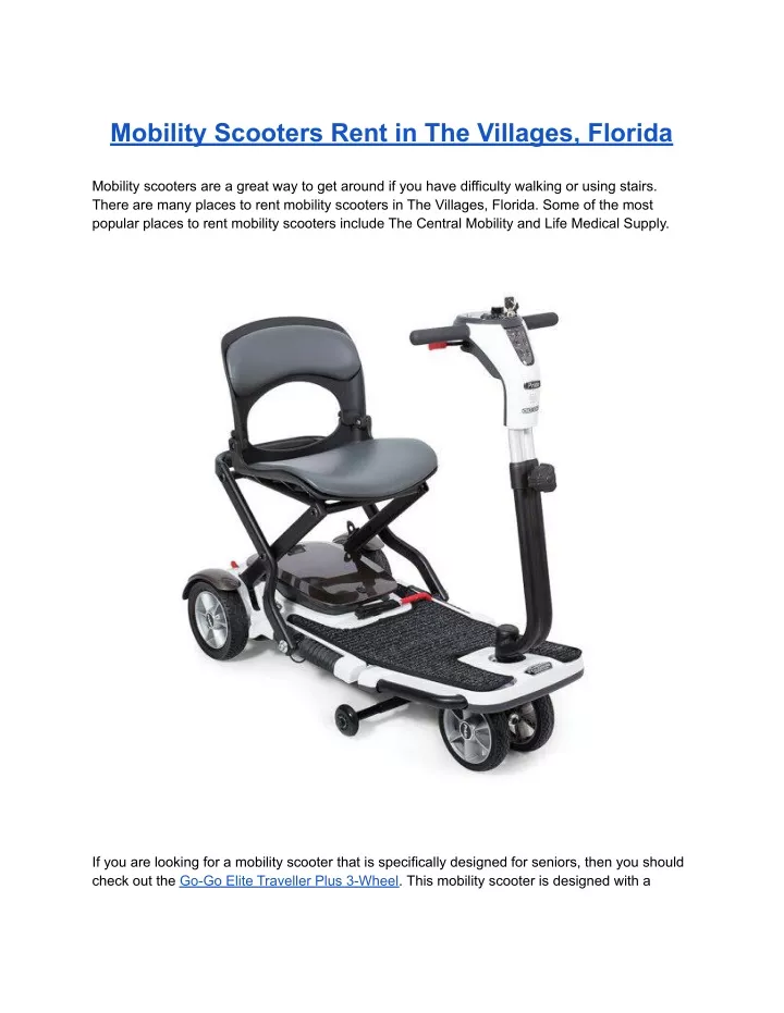 mobility scooters rent in the villages florida
