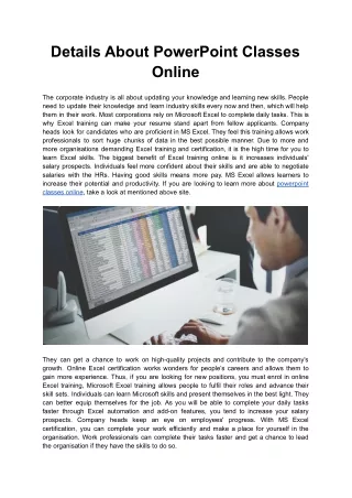 details about powerpoint classes online