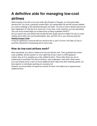 a definitive aide for managing low cost airlines