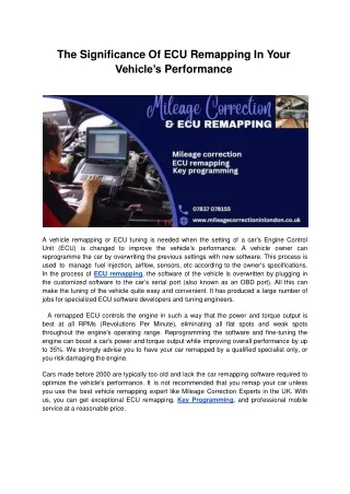 The Significance Of ECU Remapping In Your Vehicle’s Performance.ppt