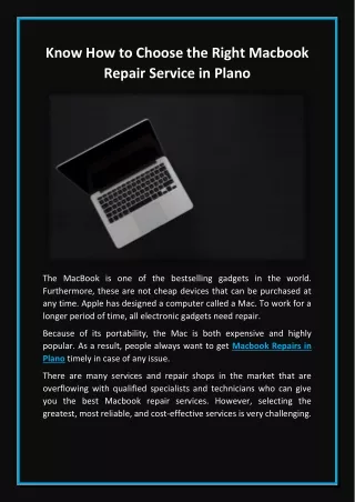 Know How to Choose the Right Macbook Repair Service in Plano