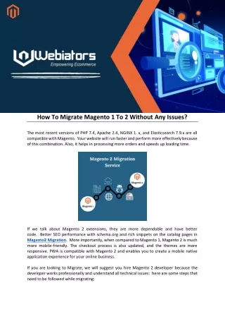 how to migrate magento 1 to 2 without any issues
