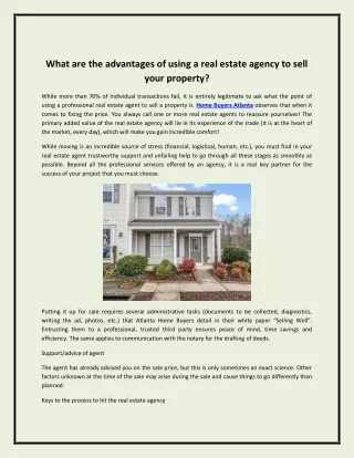 What are the advantages of using a real estate agency to sell your