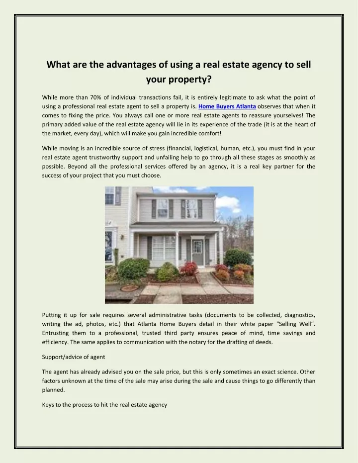 what are the advantages of using a real estate