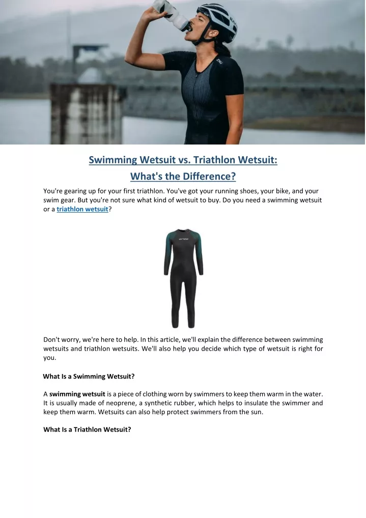swimming wetsuit vs triathlon wetsuit what