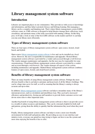 Library management system software content