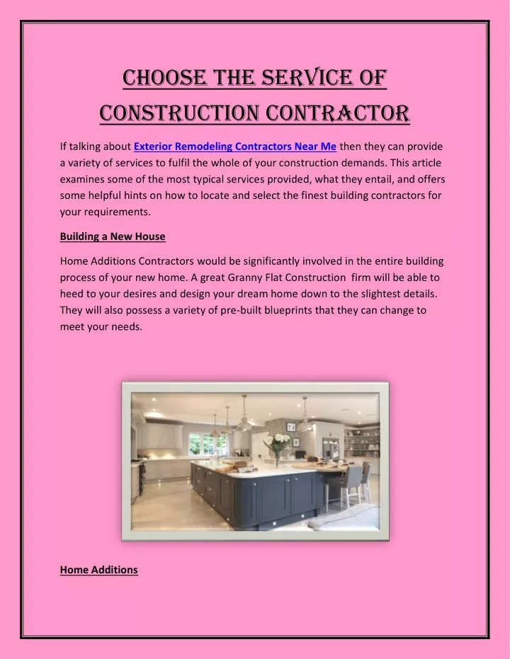 choose the service of construction contractor