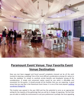 Paramount Event Venue: Your Favorite Event Venue Destination