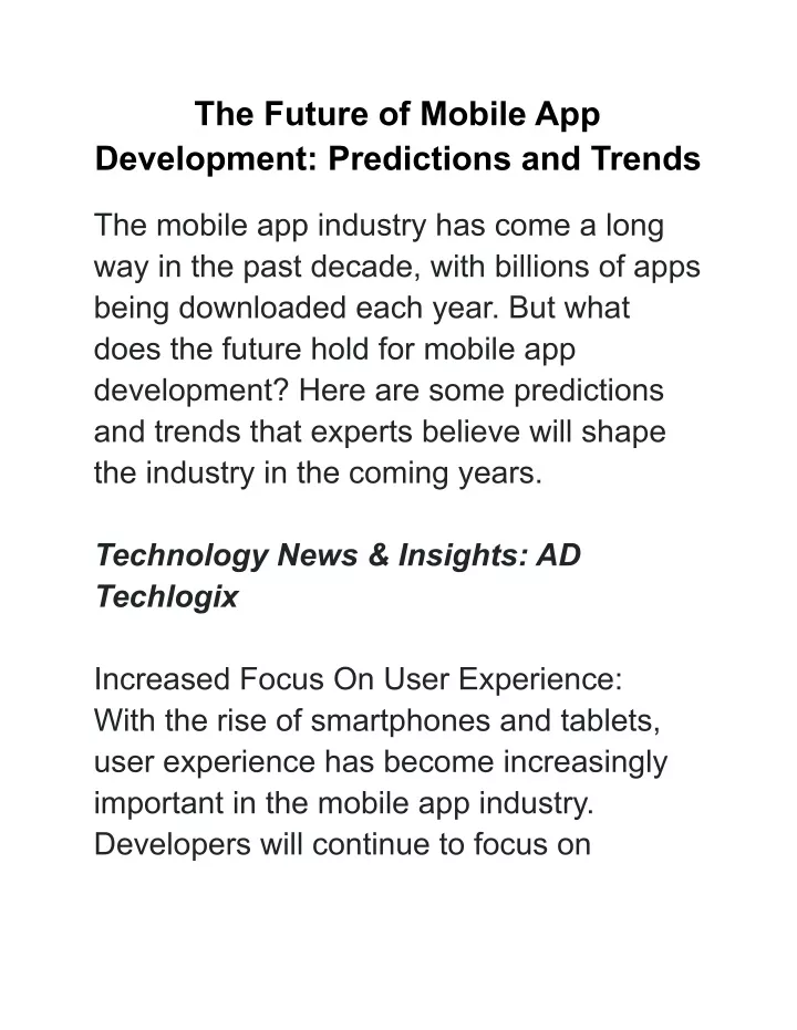 the future of mobile app development predictions