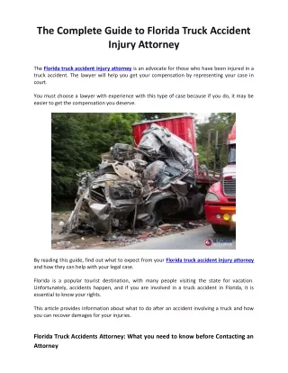 The Complete Guide to Florida Truck Accident Injury Attorney