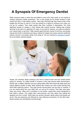 A Synopsis Of Emergency Dentist
