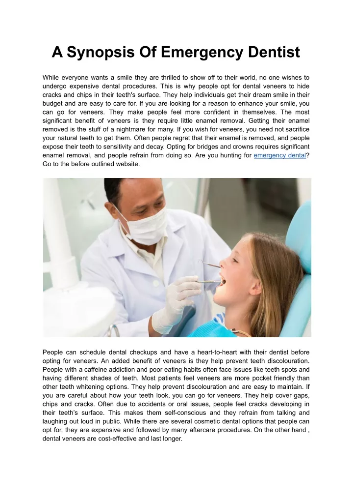 a synopsis of emergency dentist
