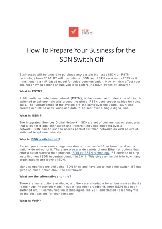 How To Prepare Your Business for the ISDN Switch Off