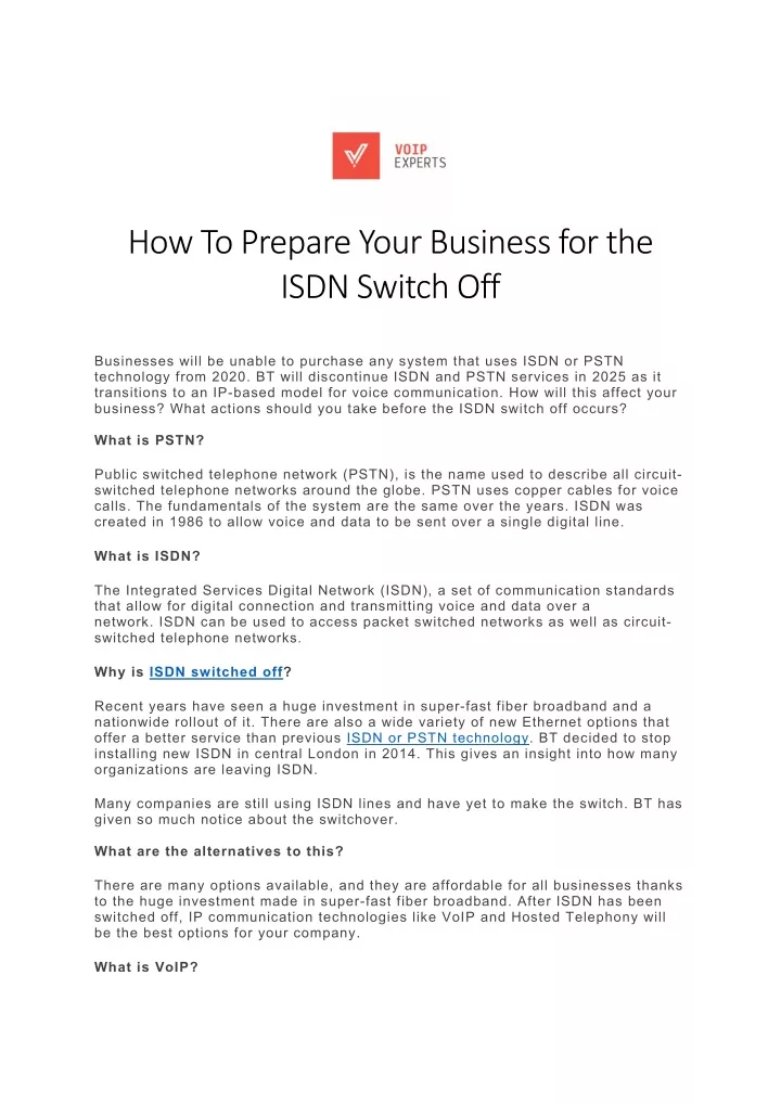 how to prepare your business for the isdn switch