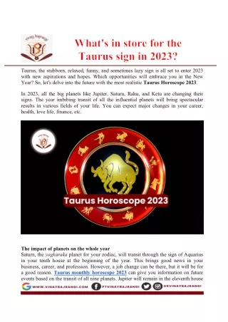 What's in store for the Taurus sign in 2023?