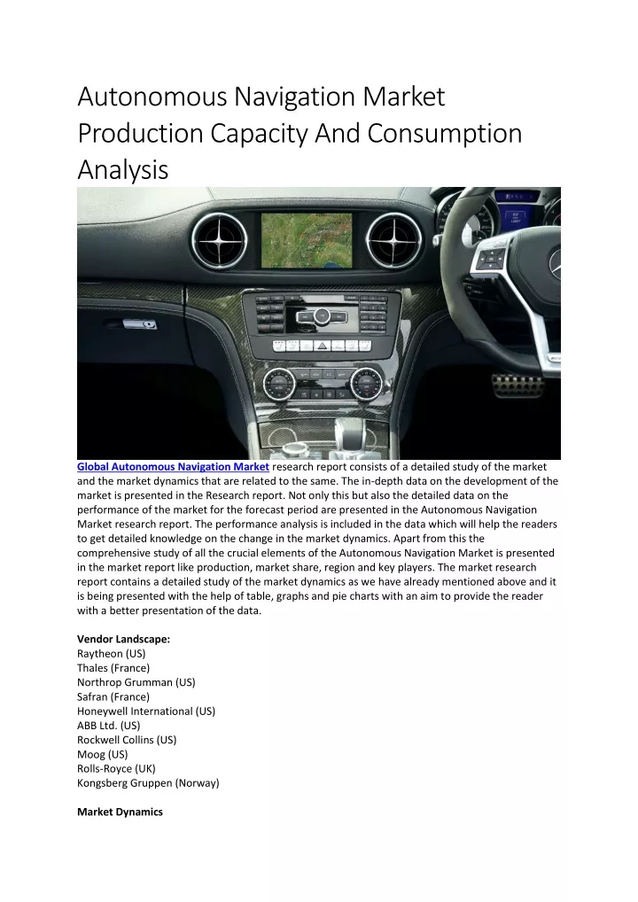 autonomous navigation market production capacity