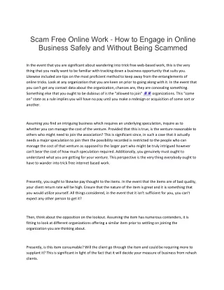 scam free online work how to engage in online