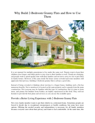 why build 2 bedroom granny flats
