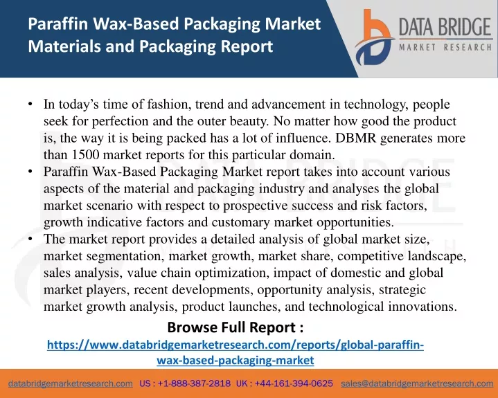 paraffin wax based packaging market materials
