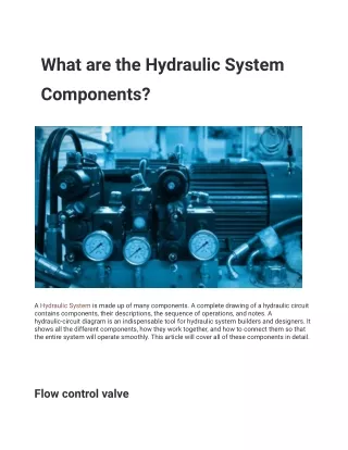 what are the hydraulic system