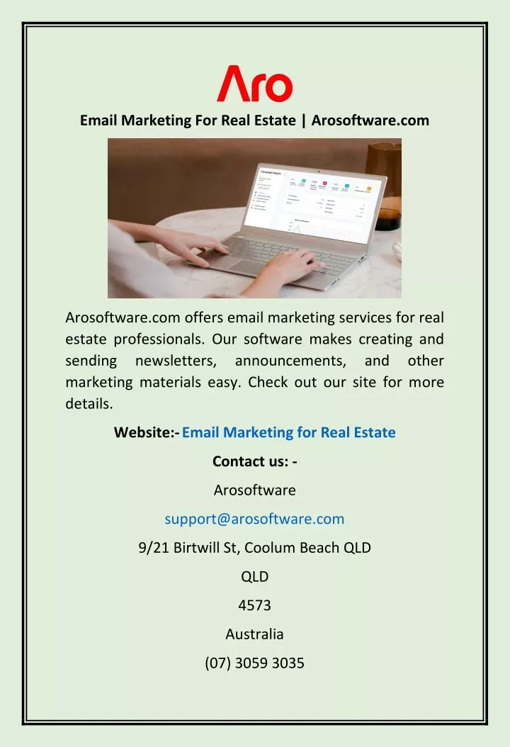 email marketing for real estate arosoftware com