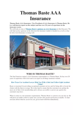 Thomas Baste AAA Insurance