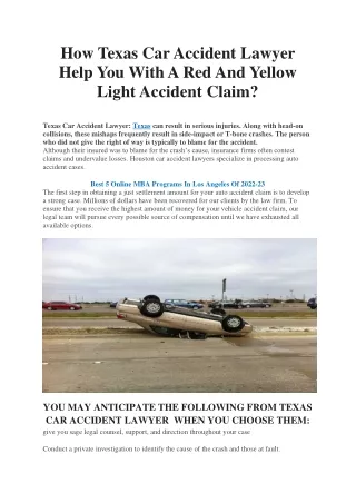 How Texas Car Accident Lawyer Help You With A Red And Yellow Light Accident Claim