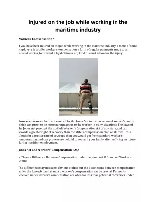 Injured on the job while working in the maritime industry