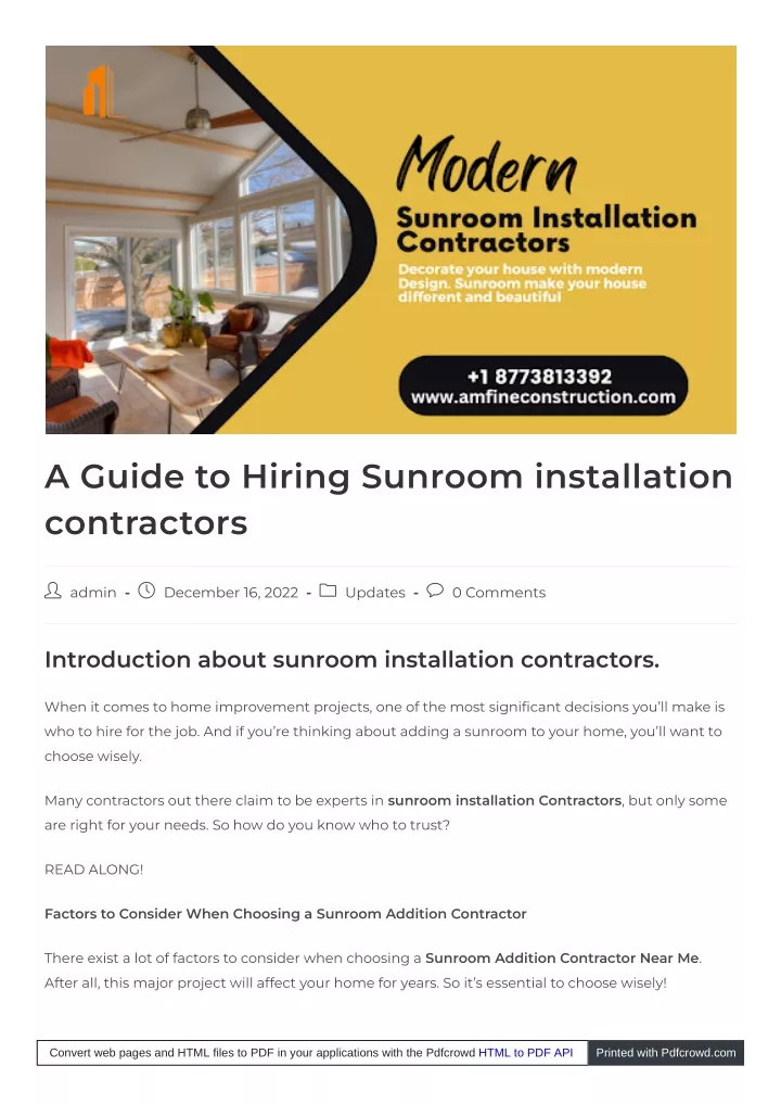 a guide to hiring sunroom installation contractors