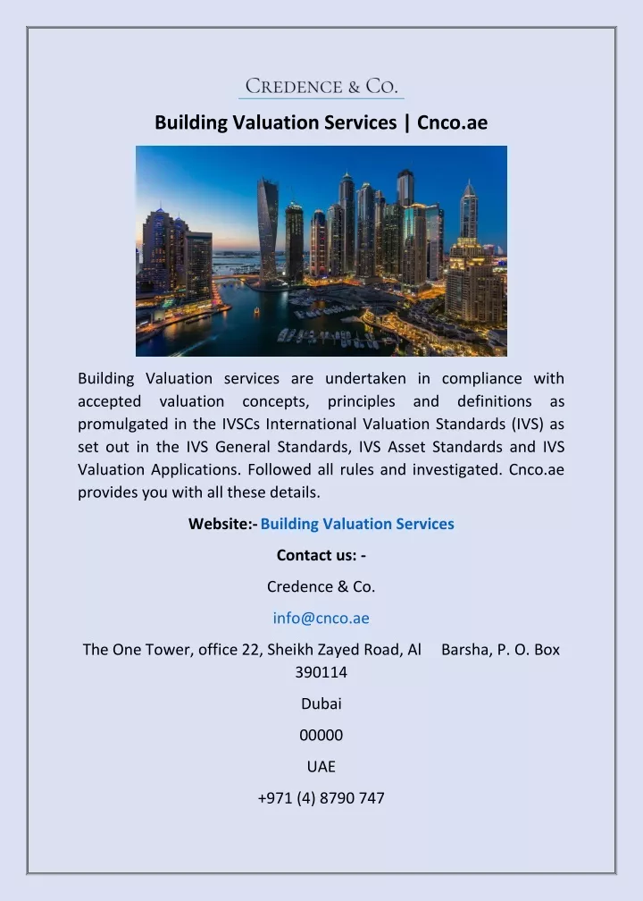 building valuation services cnco ae