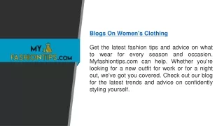 Blogs On Women's Clothing  Myfashiontips.com
