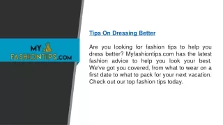 Tips On Dressing Better  Myfashiontips.com