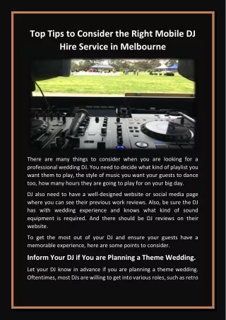 Top Tips to Consider the Right Mobile DJ Hire Service in Melbourne